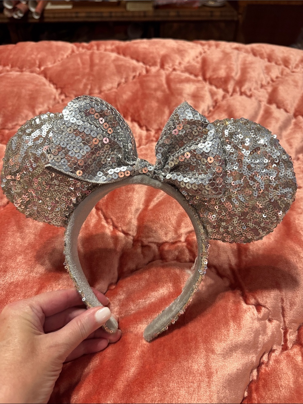 Disney Silver Sequin Minnie Ear Headband
